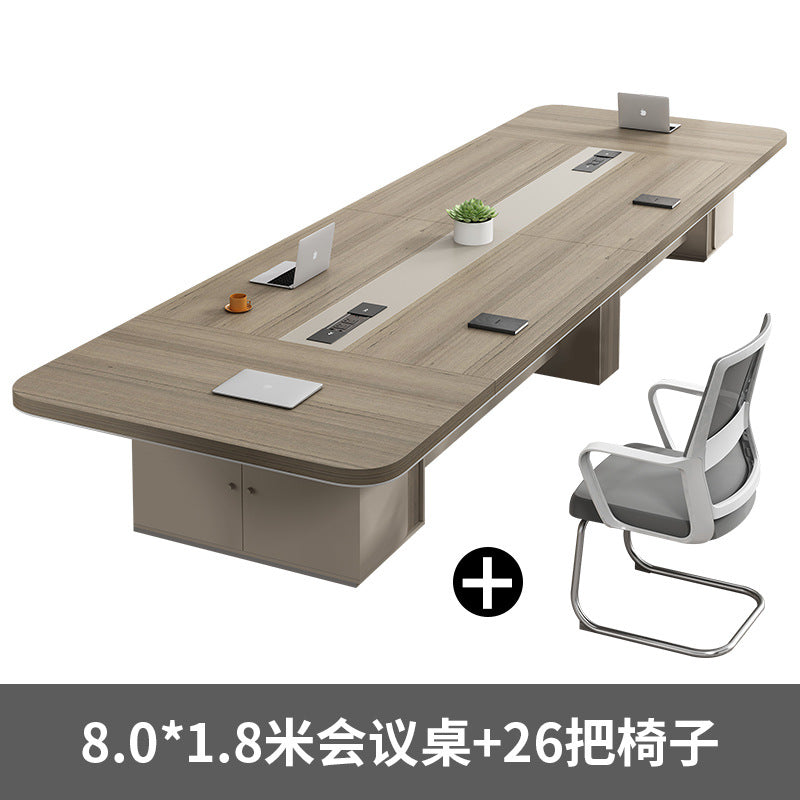 Conference table - long, minimalist rectangular design for meeting rooms, office furniture, suitable for small to large conference and negotiation settings - table and chair set