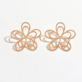 hot-selling metal texture cut out flower earrings japanese and korean version of asymmetrical texture classy sense ins earrings for women