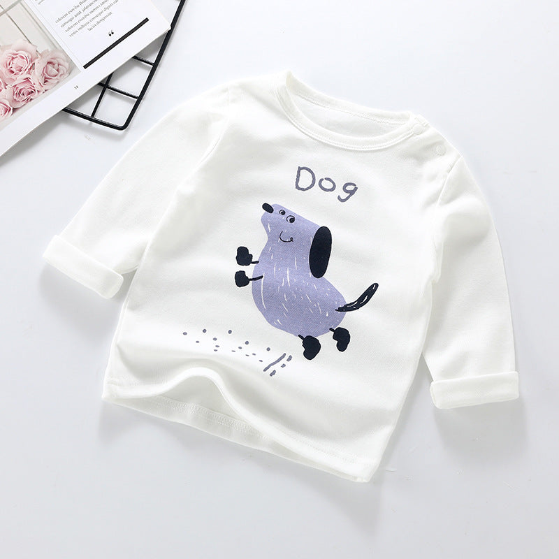 Boys' and girls' long-sleeve t-shirts, 100% cotton undershirts, spring and autumn styles, infant and toddler thermal underwear, baby tops, kids' and infant clothing