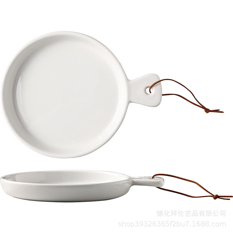 Nordic ceramic cake plate pure white square plate dessert display plate baking tableware buffet round pizza plate