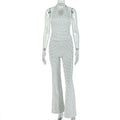 European and american style ins cross-border streetwear women's halter v-neck casual pants set - unique polka dot low-cut sexy two-piece outfit