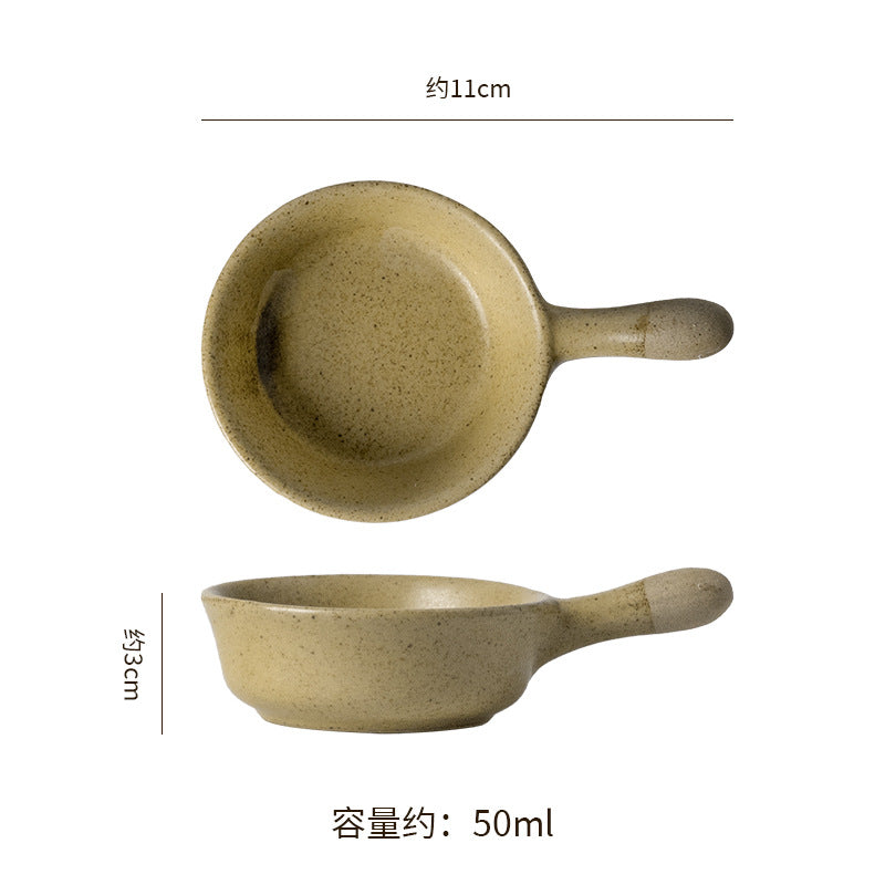 Retro handle seasoning ceramic dish japanese kiln restaurant dipping dish snack dish seasoning dishaccessible luxuryretro