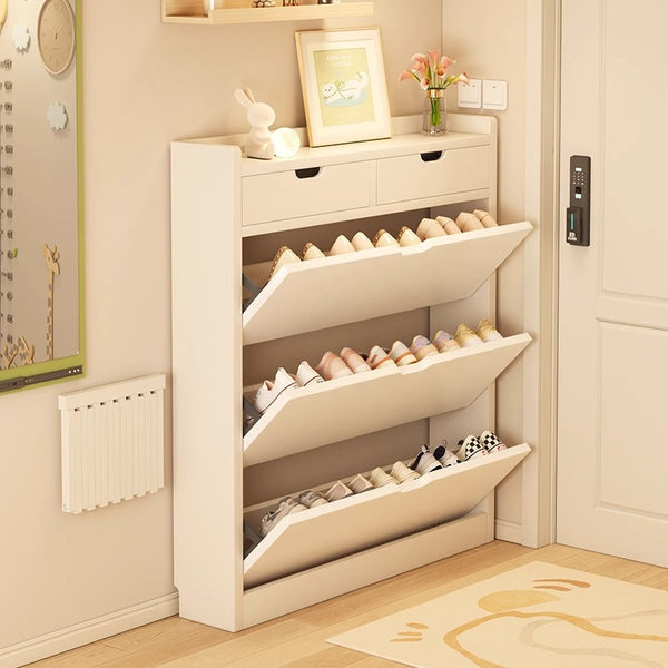 Ultra-thin tipping bucket shoe cabinet, narrow cabinet, household indoor cream wind into the home shoe cabinet, storage cabinet integrated against the wall entrance cabinet