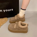 Thick sole birkenstock shoes women's fleece-linedthickenedheattech bean shoes 2025new arrivalwinter snow boots cotton shoes furry shoes