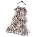 French riviera style printed cami dress - women's summer ruffle tiered dress - stunning and unique design