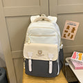 Trendy retro cute color block backpack - japanese style cartoon casual daypack - large capacity student schoolbag
