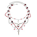 Gothic necklace wholesale: european and american retro multi-layer tassel light luxury niche high-end irregular moon pendant necklace for women