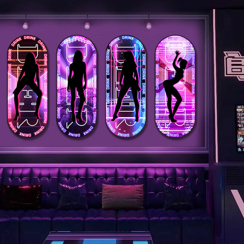 Bar nightclub sexy beautiful woman led ambient light hanging painting KTV tavern box club luminous abyss mirror decorative painting