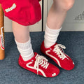 2026 spring/summer red retro german army trainers (gats) - versatile color block lace-up casual sneakers - women's lightweight platform agnes shoes