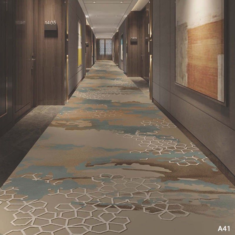 Custom hotel carpet for hallways and aisles, hotel guest room bedside rug, thickened nylon b1 flame retardant full coverage floor mat