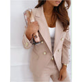 Independent station  fall and winternew arrival long sleevespure color double-breasted suit small outwear