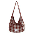 Korean retroplaid shoulder bag women's fall and winternew arrivalniche style design canvas bag large capacity casual tote bag