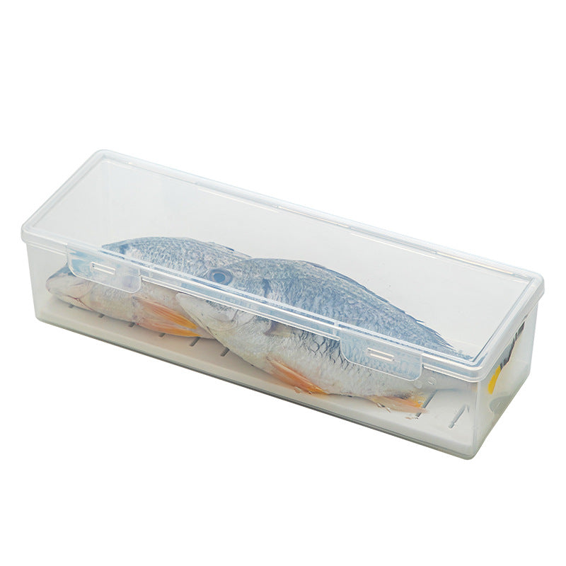 Kitchen food storage box with lid Food grade transparent sealed drain frozen fresh-keeping box Dumplings refrigerator storage box