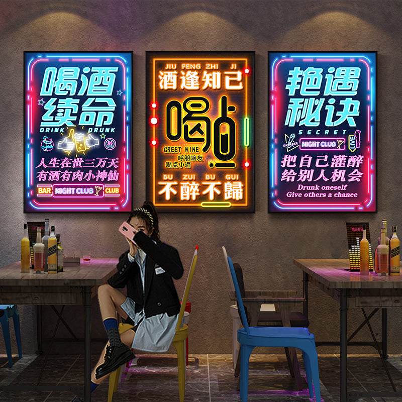 Bar luminous hanging painting neon LED ambient light painting KTV box private room dining bar tavern clear bar decorative painting