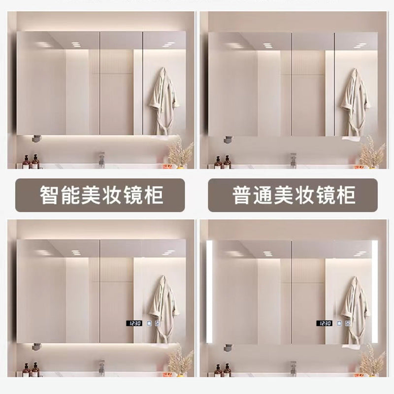 Smart makeup bathroom mirror cabinet storage wall-mounted bathroom mirror with lamp solid wood storage manufacturer wholesale