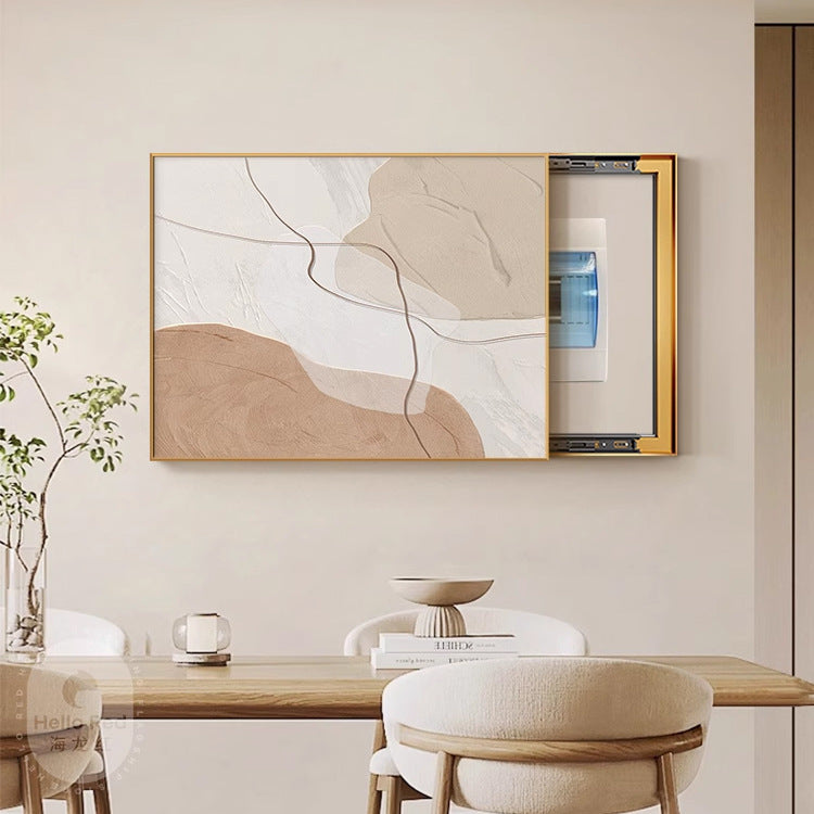 Cream wind meter box decorative painting Morandi mural minimalist abstract art high sense blocking distribution box hanging painting