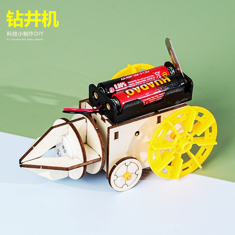 Technology small production drilling robot car children DIY hand-assembled puzzle science experiment set material package