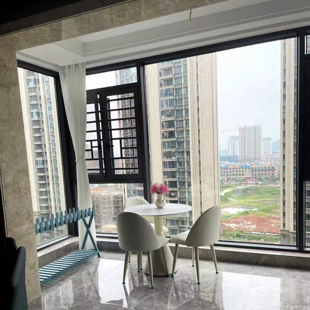 Cream style slate round table accessible luxury negotiation table and chair combination for home living room casual reception table and chair package wholesale