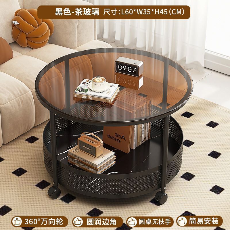 Cream style movable coffee table small apartment living room sofa side cabinet side coffee table simple modern storage trolley