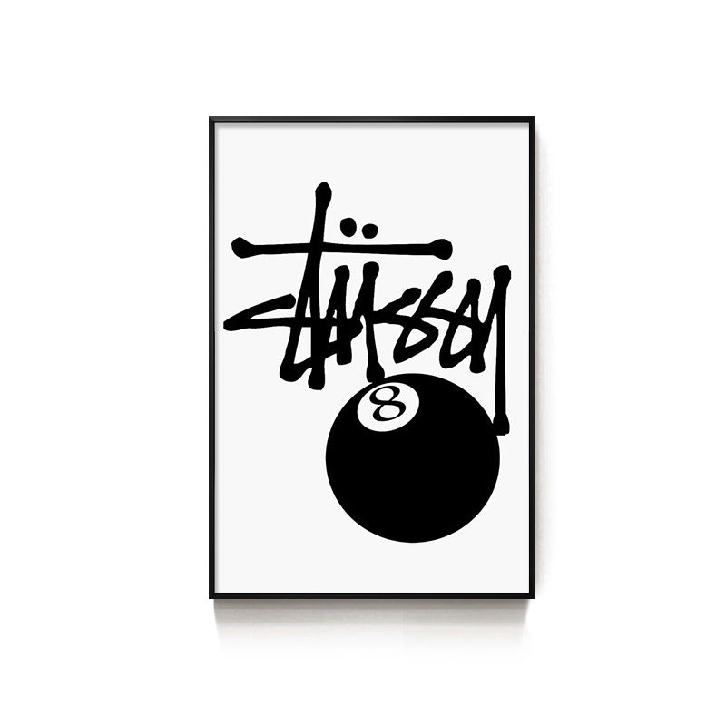 Black eight-ball billiard hall hanging picture billiard room club wall decoration painting creative graffiti trend chess and card club painting