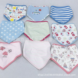 Wholesale kids triangle towel cartoon cotton thickened bib double layer enlarged saliva towel baby supplies baby bib
