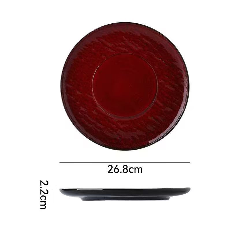 Nordicinsclassy hotel tableware ceramic bowl and plate combination burgundy restaurant for home embossed display plate