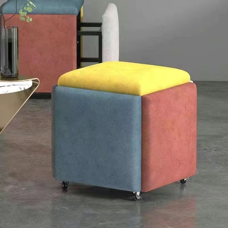 Minimalist modern metal 5-in-1 cube stool: multifunctional storage shoe bench for home and kids