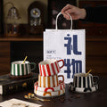 Instagram-worthy creative ceramic coffee mug set - premium striped design, perfect for office afternoon tea, exquisite latte art, and a thoughtful gift. includes mug and saucer