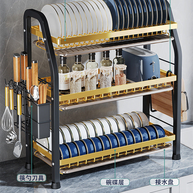 Kitchen Shelf Dishes and Plates Storage Rack Drain Rack Household Multifunctional Bowl Rack Dish and Chopsticks Storage Box Bowl Rack