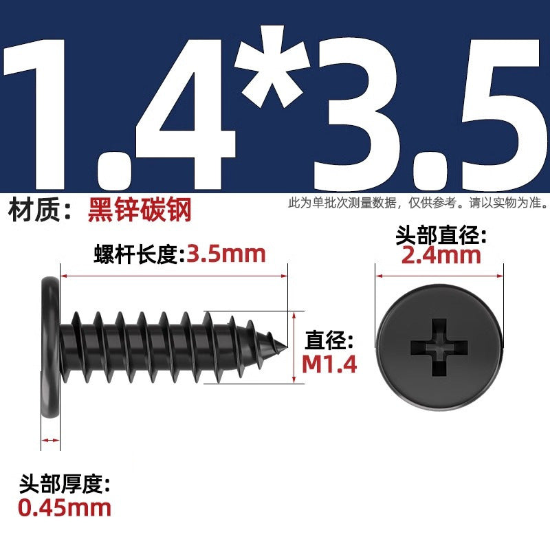 CA Iron Nickel Plated/Black Flat Head Cross Self-Tapping Screw Large Flat Thin Head Flat Head Pointed Tail Wood Self-Tapping Screw