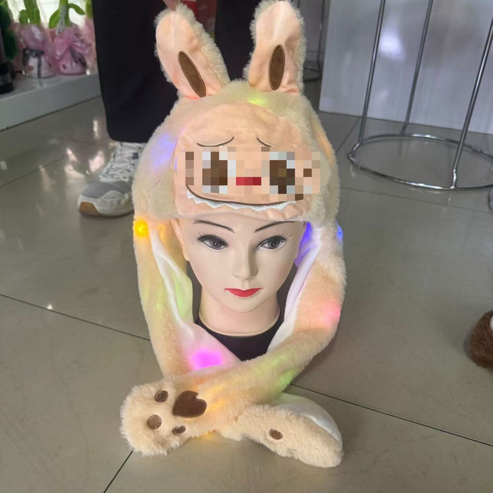 popular airbag that can move when pinching the ears, cartoon rabbit hat, various wholesale luminous children's toys, family hats