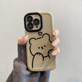 Puff shell suitable for apple 16pro cute emoticon bear mobile phone case iphone12 all-inclusive anti-fall soft case