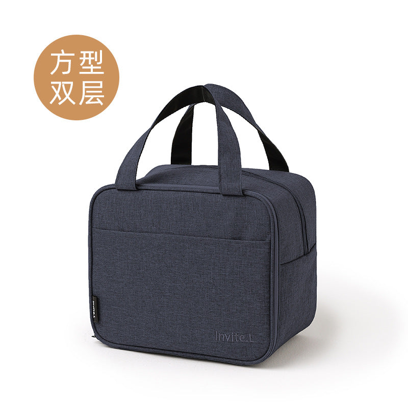 Bento bag, thermal insulation bag, double-layer lunch box, handbag, aluminum foil thickened large bag with rice bag, office worker lunch box bag.