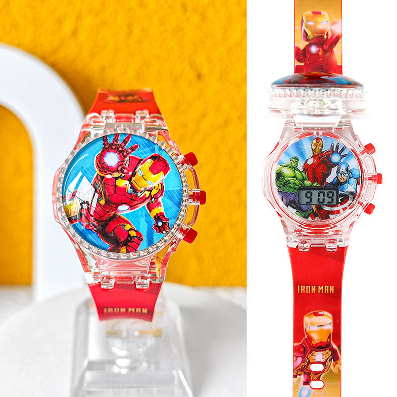 Kids' spider-man watch for boys - zettai revice & ultraman trigger style - flashing, drop-proof, electronic, luminous, and waterproof - perfect for preschoolers!