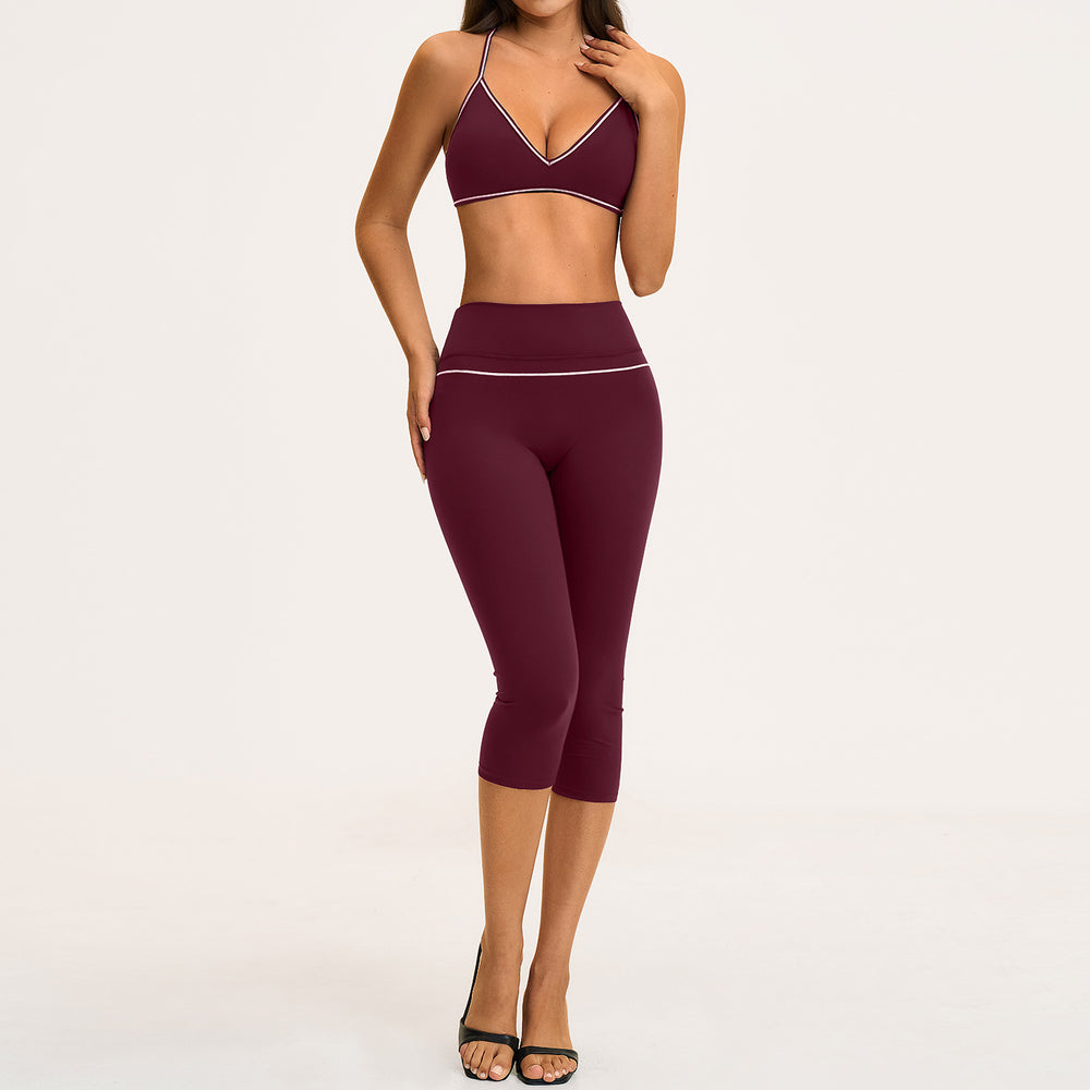 new yoga outfit: high-waisted peach lift, color block, push-up, and beautiful back design - activewear set 9615