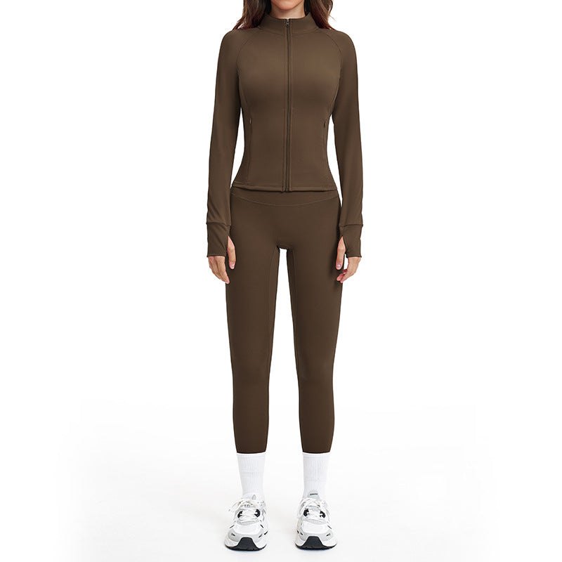brushed new arrival yoga suit silmslimming look quick-drying fitness clothes outdoor running sports suit for women 4520