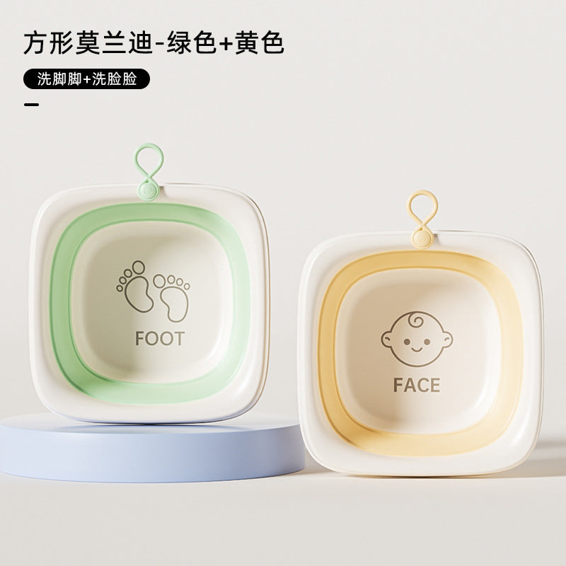 Wholesale newborn baby folding wash basin - square kids foot & bottom washing plastic basin - dormitory & home use small washbasin