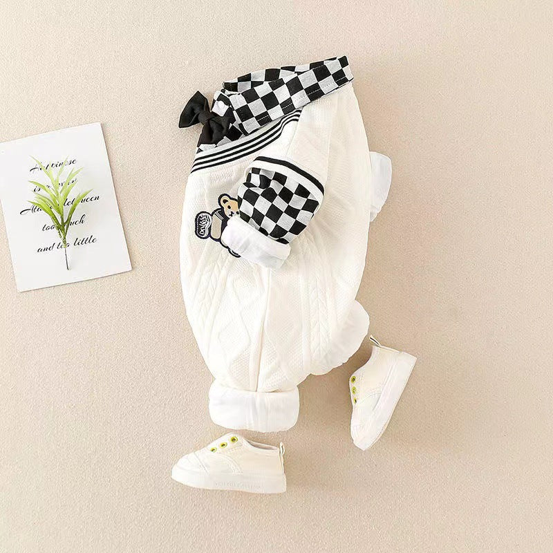 Newborn infant spring/autumn double-layer romper - baby boy/girl gentleman style outfit for spring and autumn, perfect for crawling and outdoor wear