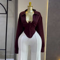 European and american women's clothing  autumn new sweet and chic turn-down collar cinched waist batwing sleeve long-sleeve women's blouse top