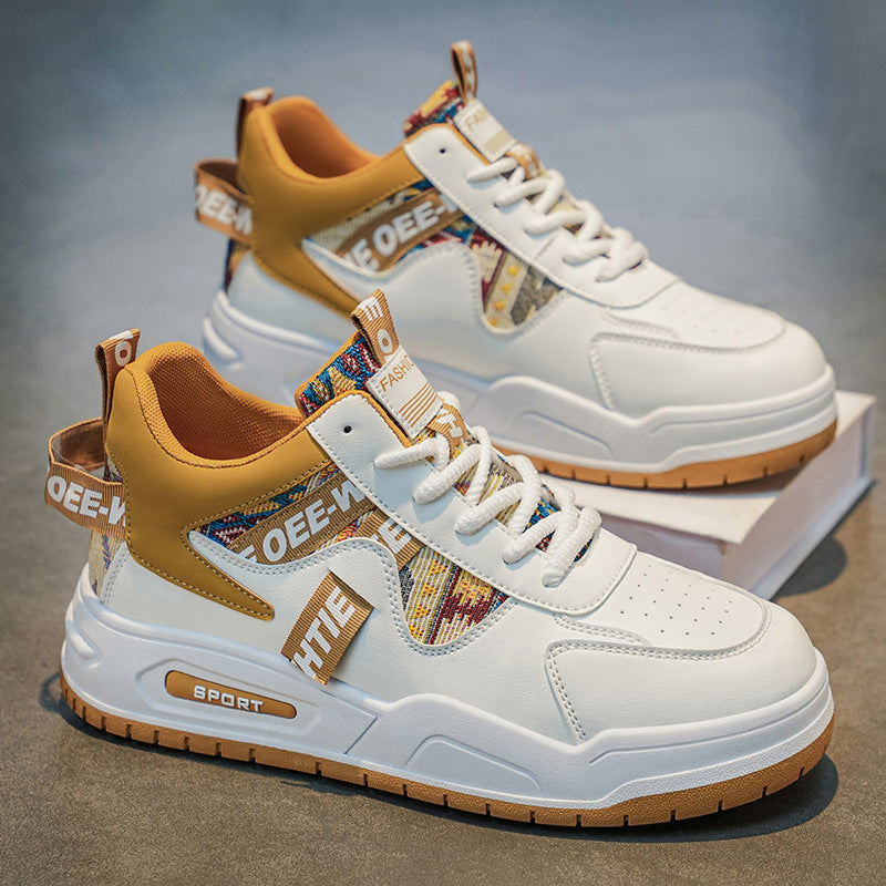 High-top men's shoes 2026 spring new arrival breathable easiest for matchcasual sneakers leather sports heightening small white student trendy shoes