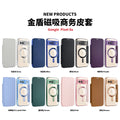 gold shield magnetic card slot business leather case for google pixel 10/9 with magsafe compatibility