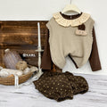 Girls' outfit:  autumn new arrival - stylish and chic doll collar long-sleeve knitted sweater vest with versatile polka dot pants