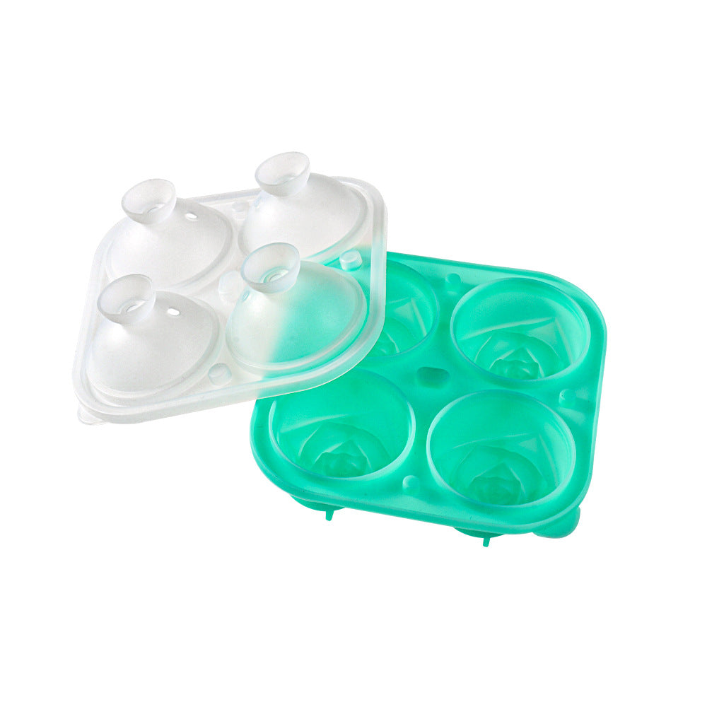 Food grade silicone integrated 4 rose ice grid small size silicone ice whiskey Ice Hockey silicone mold