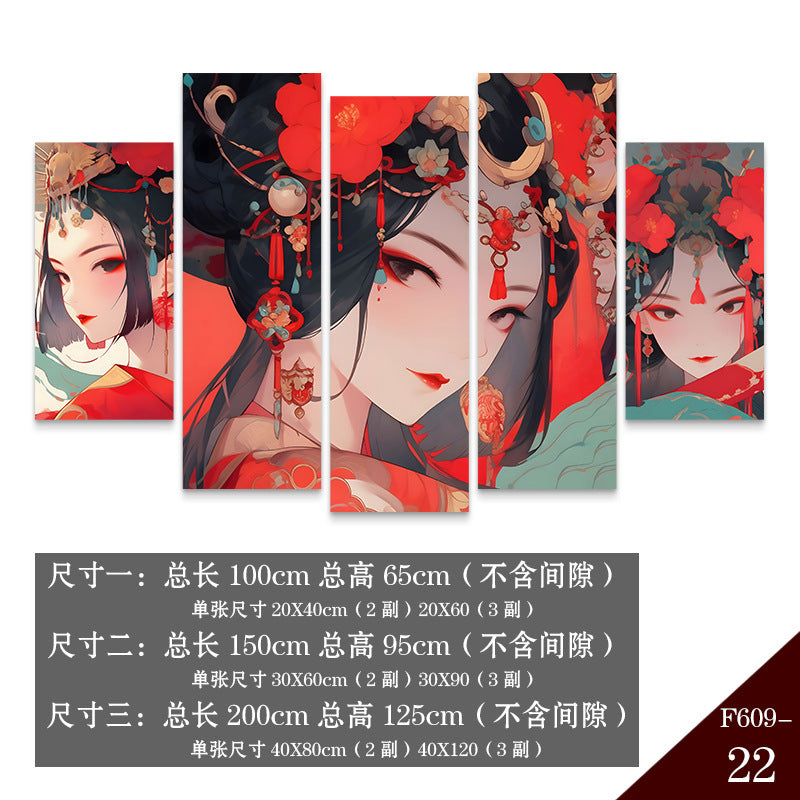 Guochaofeng wall decoration painting Hot pot restaurant hotel box background wall mural Peking Opera Huadan face painting
