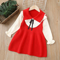 Girls' knit dress -  autumn/winter new arrival - collared bow knit dress for baby girls and toddlers
