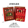 Christmas dessert fork and spoon 6-piece gift set - coffee stirring spoons, fruit forks, stainless steel cutlery - holiday gift