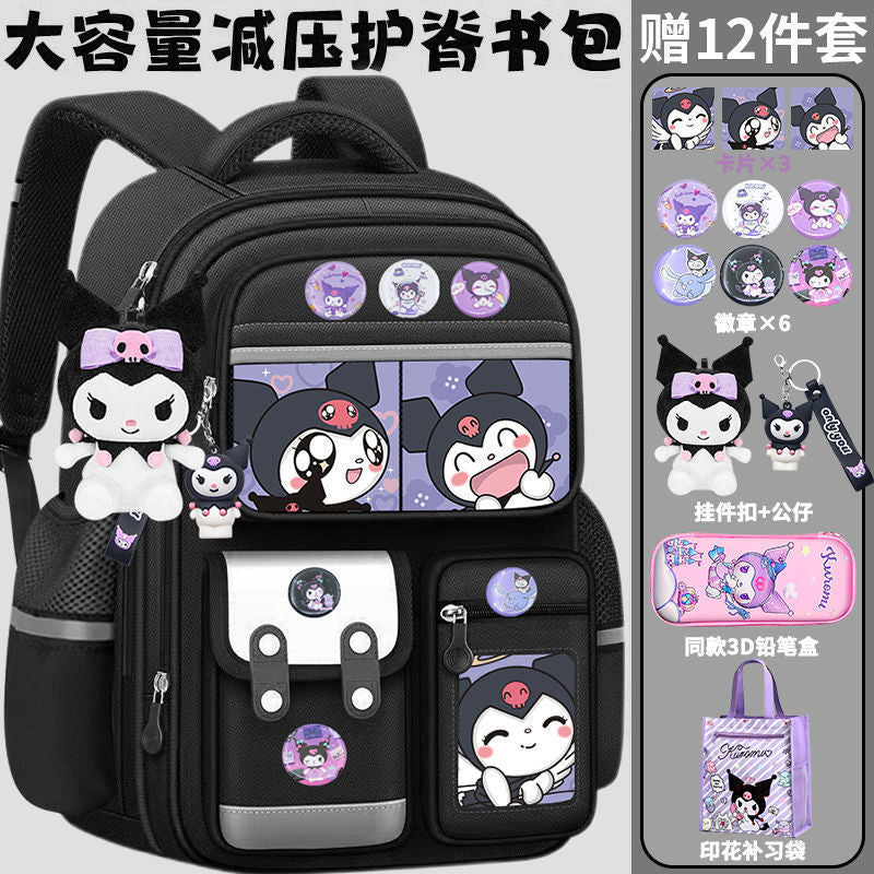 kids school bag for primary school girls school cartoon spine protection and burden reduction large capacity ultra-light backpack wholesale
