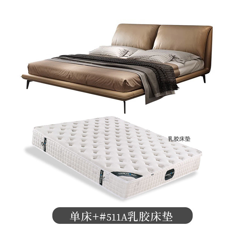 Italian light luxury modern casual small elephant ear bed master bedroom fabric double bed genuine leather wedding bed soft bag bed wholesale