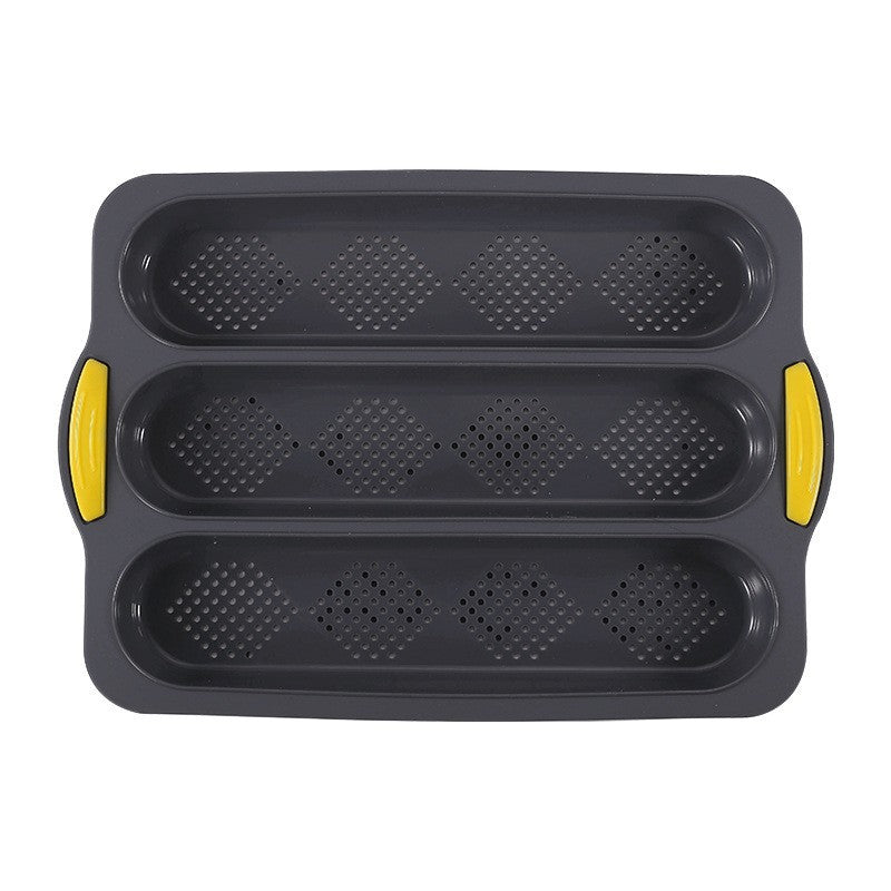 New in stock silicone bench three-slot baguette bread baking pan diamond grid cake mold for home dyi baking