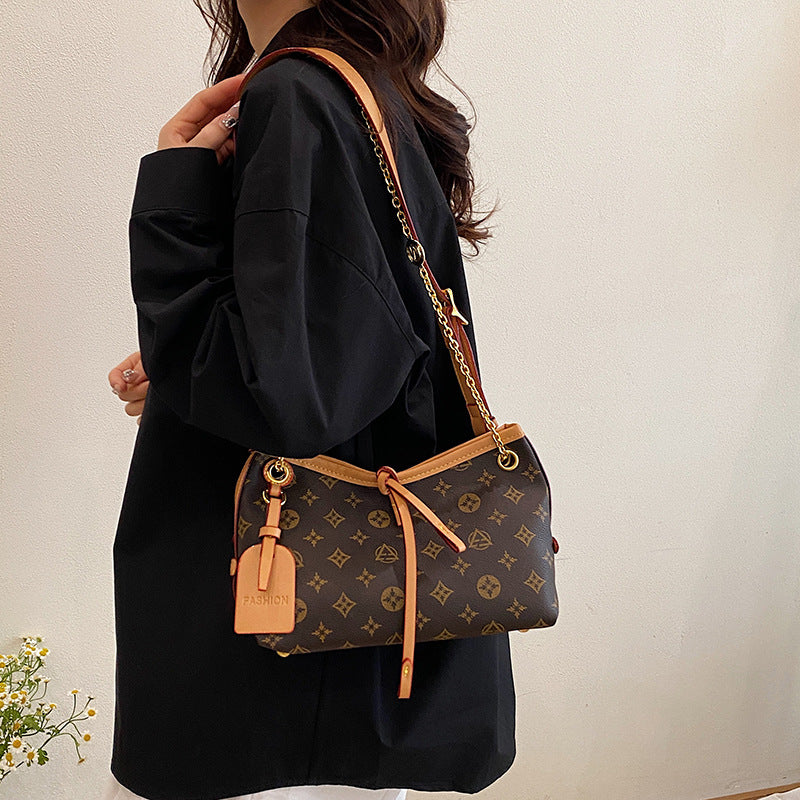 2025 new european and american style printed underarm bag - large capacity retro women's bag - casual versatile commuter shoulder & crossbody bag